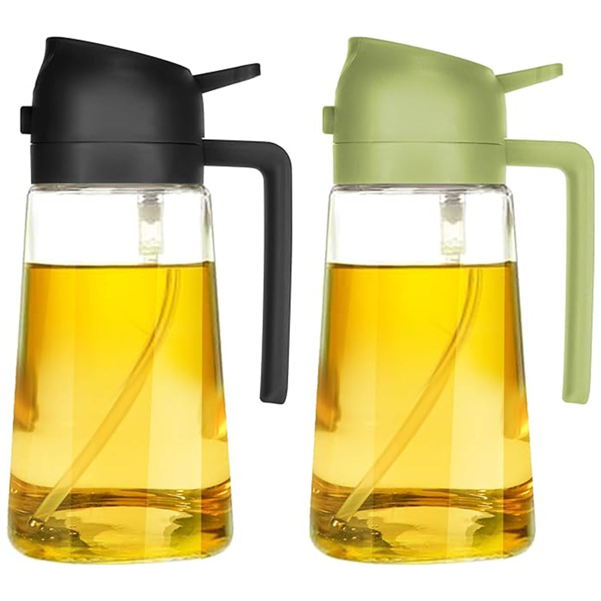 HarleyLand 16oz Oil Dispenser Bottle for Kitchen 2 in 1 Bottle,470ml Glass Oil Spray Bottle with Pourer,Olive Oil Dispenser, Oil Sprayer for Cooking, Oil Sprayer for Cooking, Salad, Frying,Barbecue,Kitchen Utensils,Orange,Black